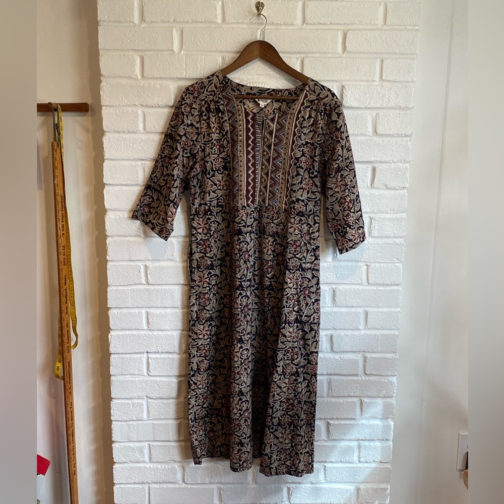 Marketplace tribal print midi dress size petite medium tribal boho Aztec cotton